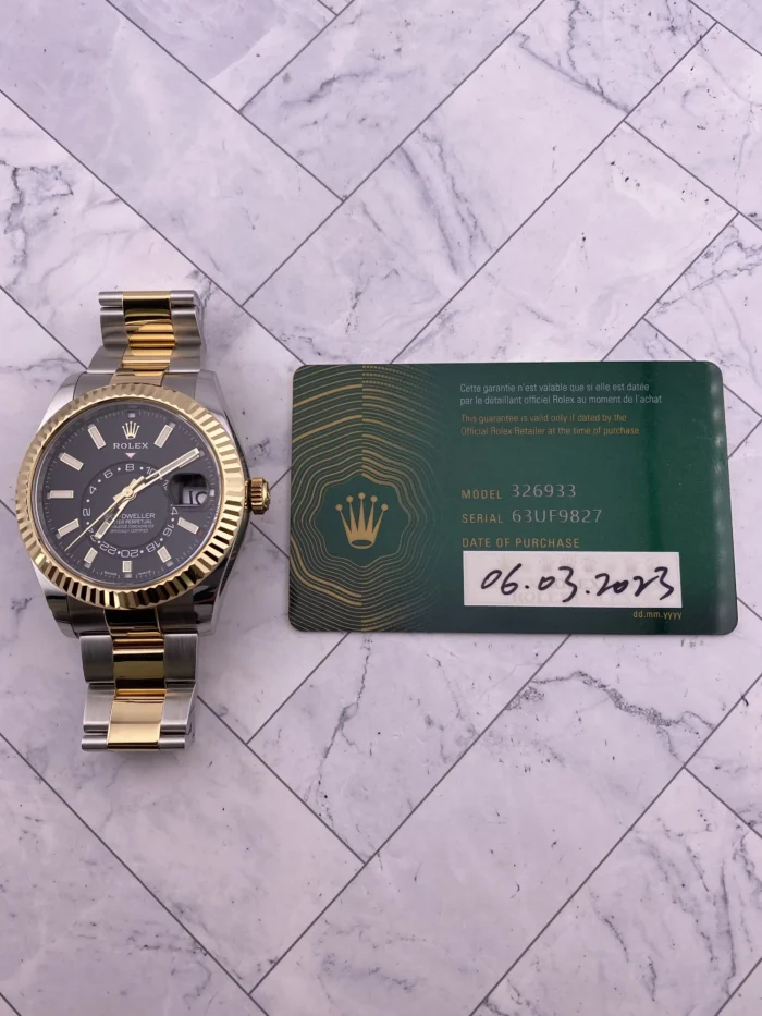 Rolex SkyDweller Black Dial on Oyster Ref. 326933 with New Style Card (green) 2023 - Image 7