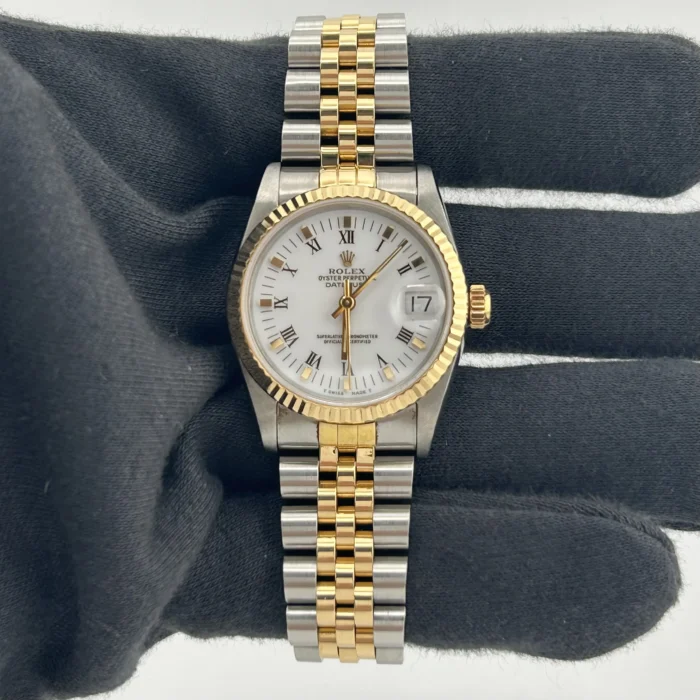 Rolex Datejust White Roman Dial on D-Link Jubilee Bracelet Ref. 68273 - Image 2