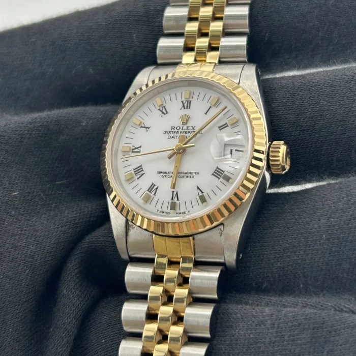 Rolex Datejust White Roman Dial on D-Link Jubilee Bracelet Ref. 68273 - Image 3