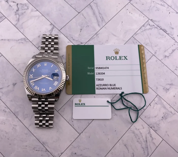 Rolex Datejust 41 Blue Roman Dial on Jubilee Ref. 126334 with New Style Card (White) 2019 - Image 7