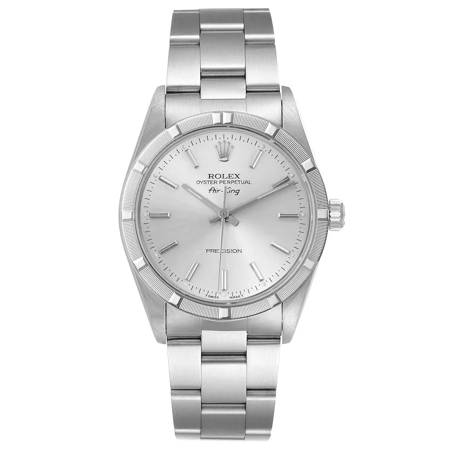 19947849_6e1f3ue395m89qt7o5wuw85cmeju.webp Rolex Air-King Silver Dial on Oyster Ref. 14010 with Papers 2006 - Image 1