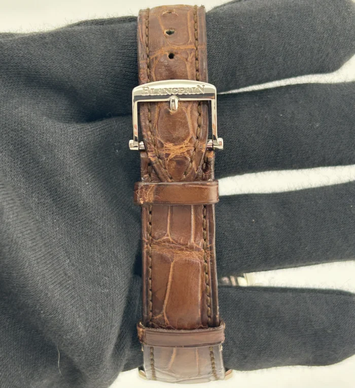 BlancPain Villeret Chrono Brown Roman Dial on Brown Leather Ref. 6185-1546A-55B with Card 2019 - Image 4
