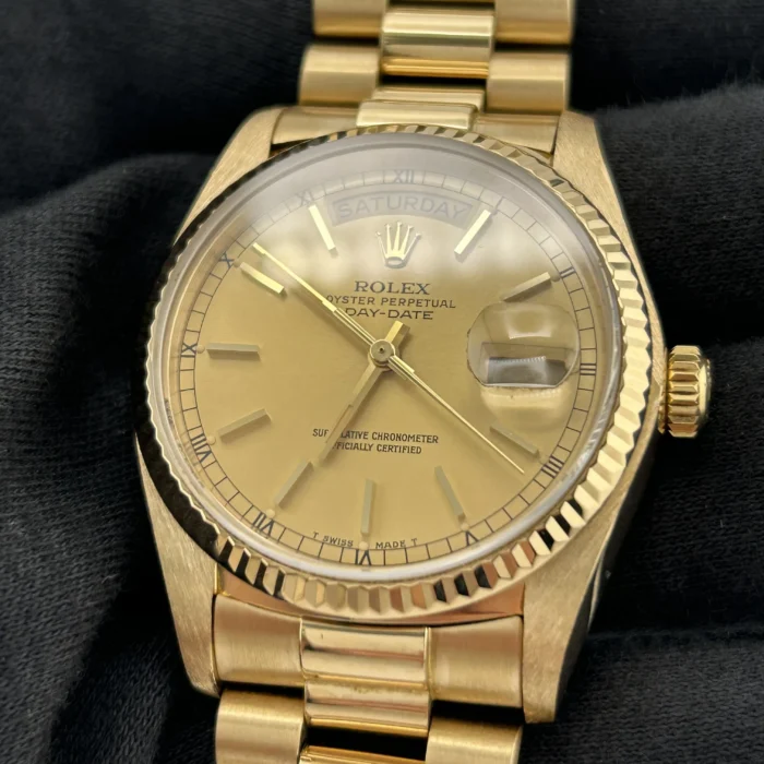Rolex Day Date 36 Champagne Dial on President Ref. 18038 with Papers 1981 - Image 3