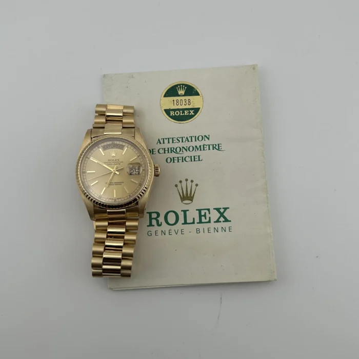 Rolex Day Date 36 Champagne Dial on President Ref. 18038 with Papers 1981 - Image 7
