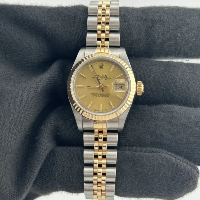 Rolex Datejust Lady Champagne Stick Dial on D-Link Jubilee Ref. 69173 with Papers - Image 2