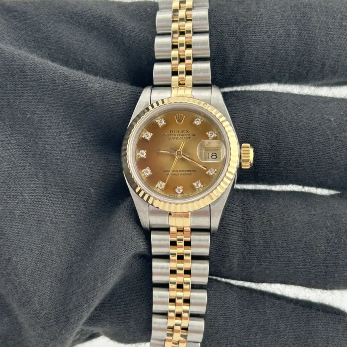 Rolex Datejust Lady Champagne Diamond Dial on D-Link Jubilee Bracelet Ref. 69173 - Image 2