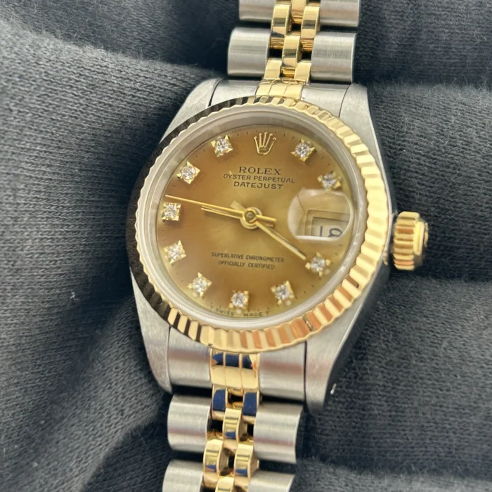 Rolex Datejust Lady Champagne Diamond Dial on D-Link Jubilee Bracelet Ref. 69173 - Image 3