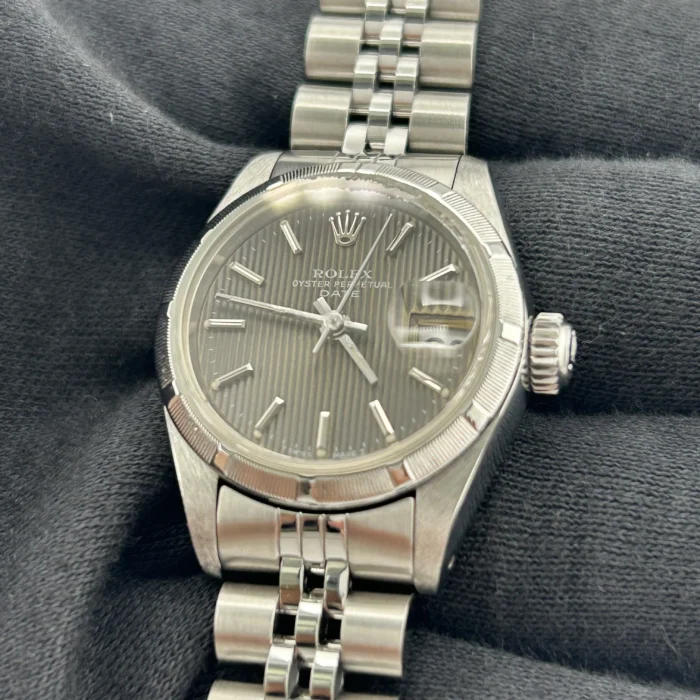 Rolex Oyster Perpetual Date Gray Tapestry Dial on Jubilee Ref. 69190 with Papers 1989 - Image 2