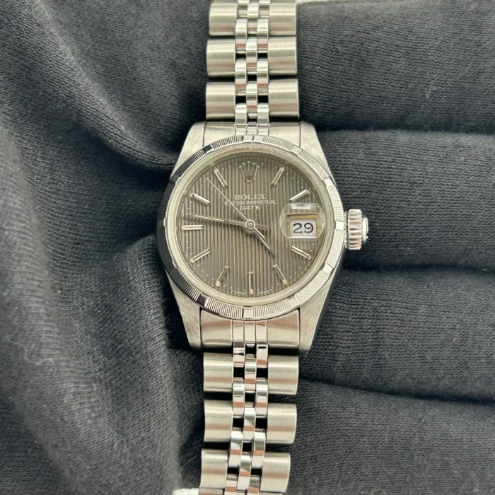 Rolex Oyster Perpetual Date Gray Tapestry Dial on Jubilee Ref. 69190 with Papers 1989 - Image 1