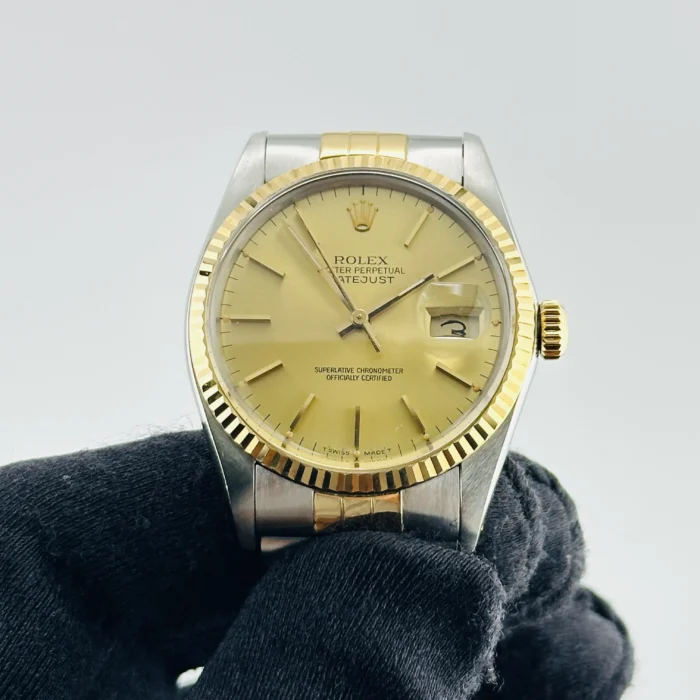 Rolex Datejust Champagne Stick Dial on D-Link Jubilee Bracelet Ref. 16013 - Image 3