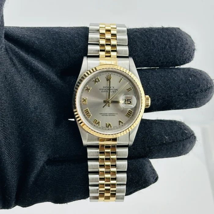 Rolex Datejust Silver Roman Dial on D-Link Jubilee Bracelet Ref. 16233 - Image 2