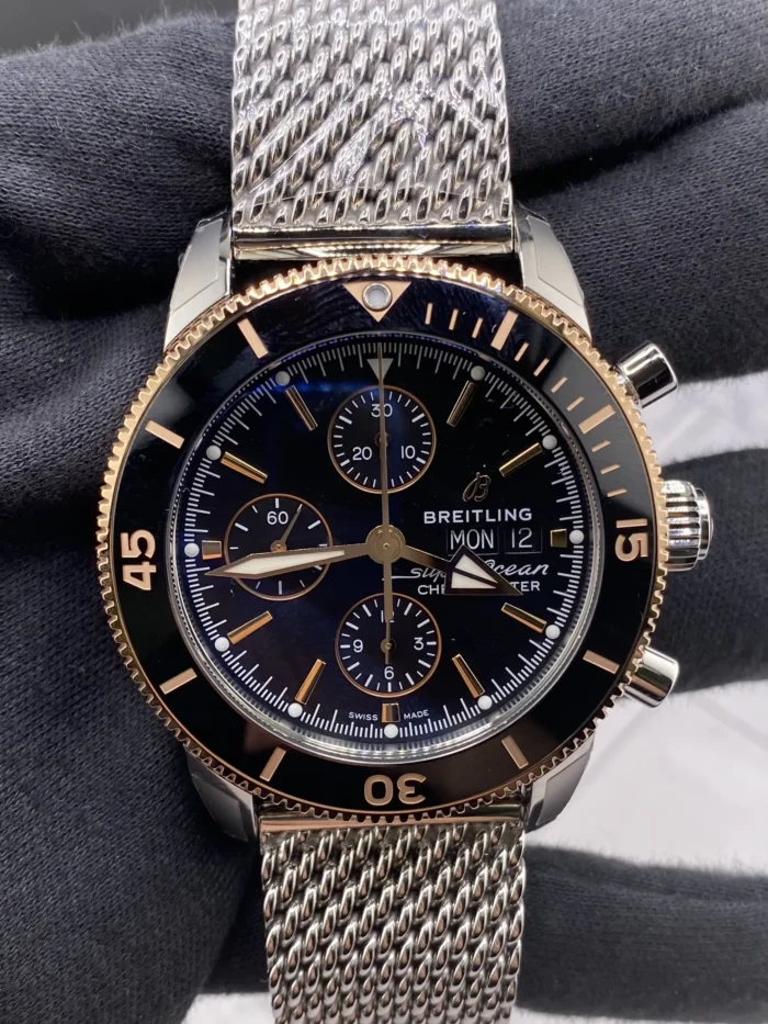 Breitling Superocean H√©ritage II Chronograph Black Dial on Stainless Steel Mesh Bracelet Ref. U13313121B1A1 with Card 2026 - Image 2