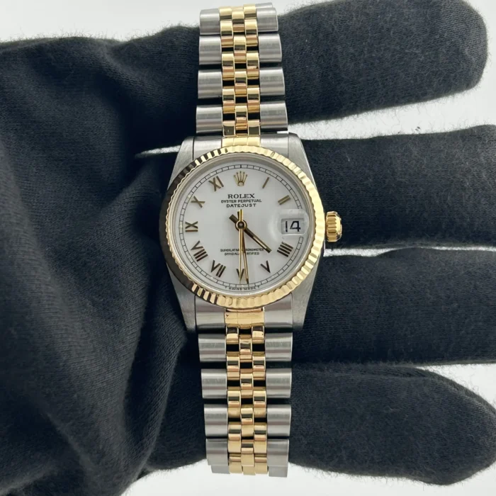 Rolex Datejust White Roman Dial on D-Link Jubilee Ref. 68273 with Papers 1991 - Image 2