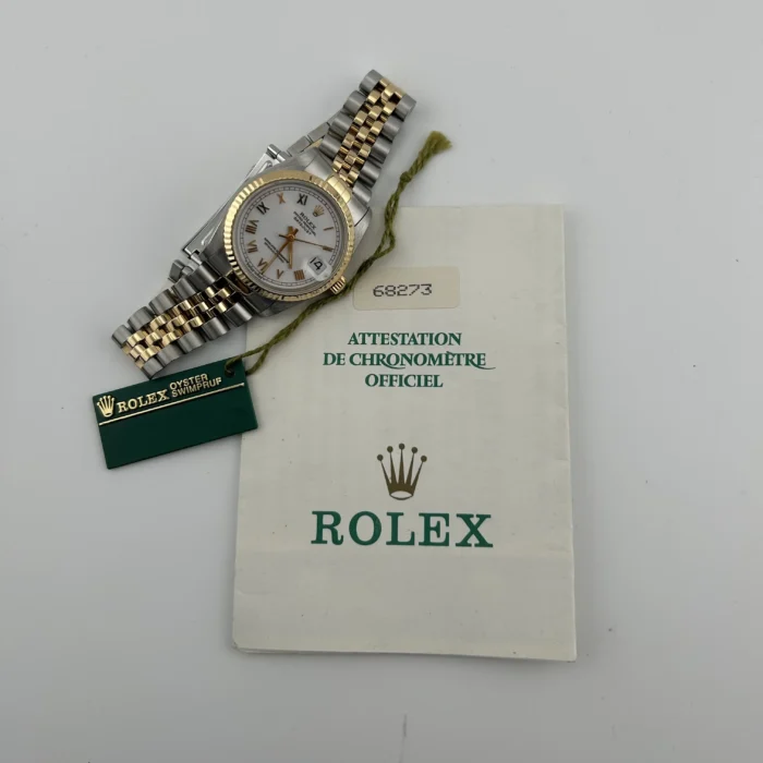 Rolex Datejust White Roman Dial on D-Link Jubilee Ref. 68273 with Papers 1991 - Image 7