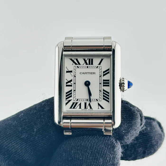Cartier Tank Must Small Silver Roman Dial on Stainless Steel Bracelet Ref. 4322/WSTA0107 with Card - Image 3