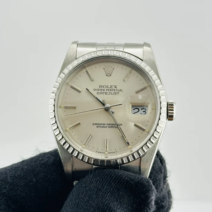 Rolex Datejust Silver Stick Dial on D-Link Jubilee Bracelet Ref. 16220 - Image 3