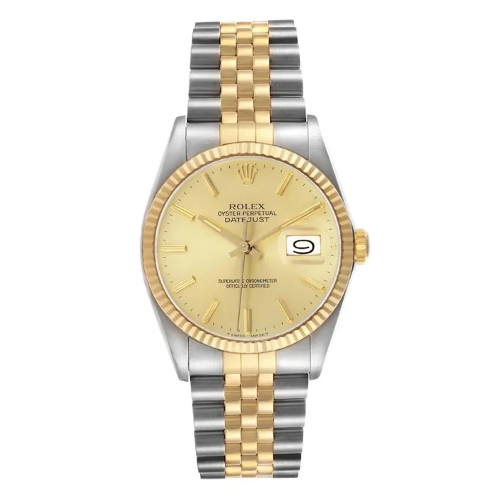 20226255_vd89yrvmfalebauei2r7n9xdgalm.webp Rolex Datejust Champagne Stick Dial on D-Link Jubilee Bracelet Ref. 16013 - Image 1