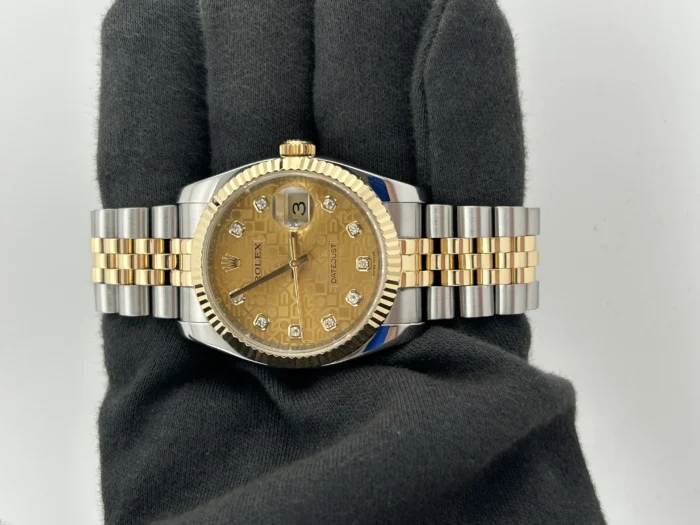 Rolex Datejust Champagne Anniversary Factory Diamond Dial Dial on D-Link Jubilee Hidden-Clasp Bracelet Ref. 116233G - Image 2