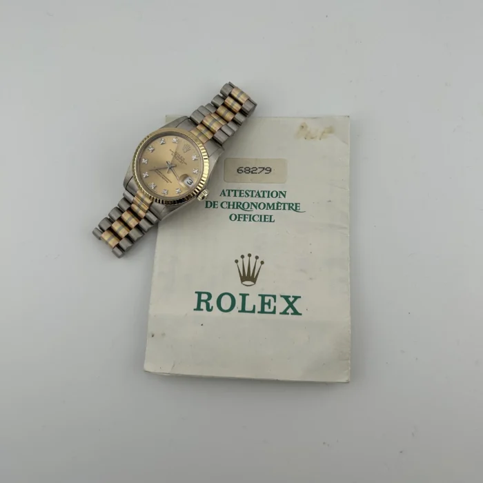Rolex Datejust President Champagne Diamond Dial on Jubilee Ref. 68279 with Papers 1993 - Image 6