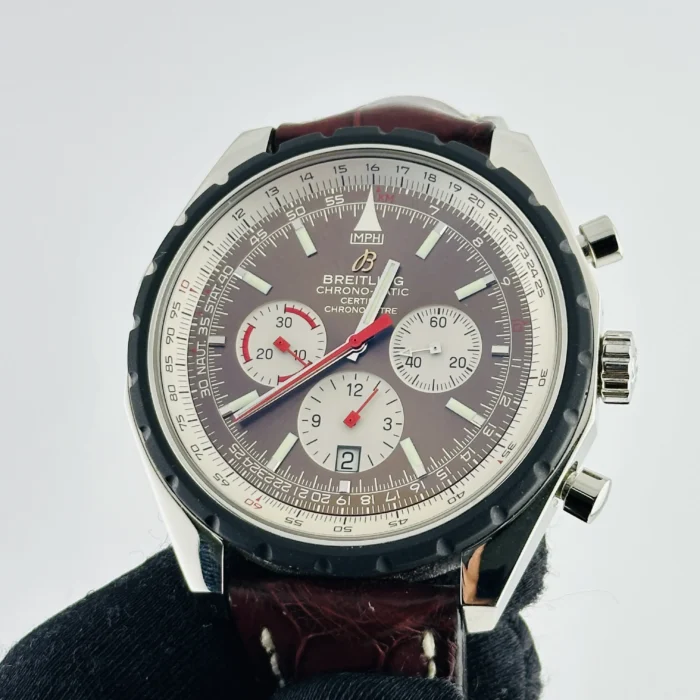 Breitling Chrono-Matic Brown Dial on Leather Band Ref. A14360 with Papers 2010 - Image 6