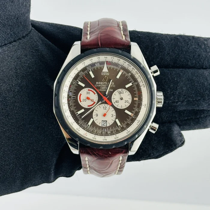 Breitling Chrono-Matic Brown Dial on Leather Band Ref. A14360 with Papers 2010 - Image 2