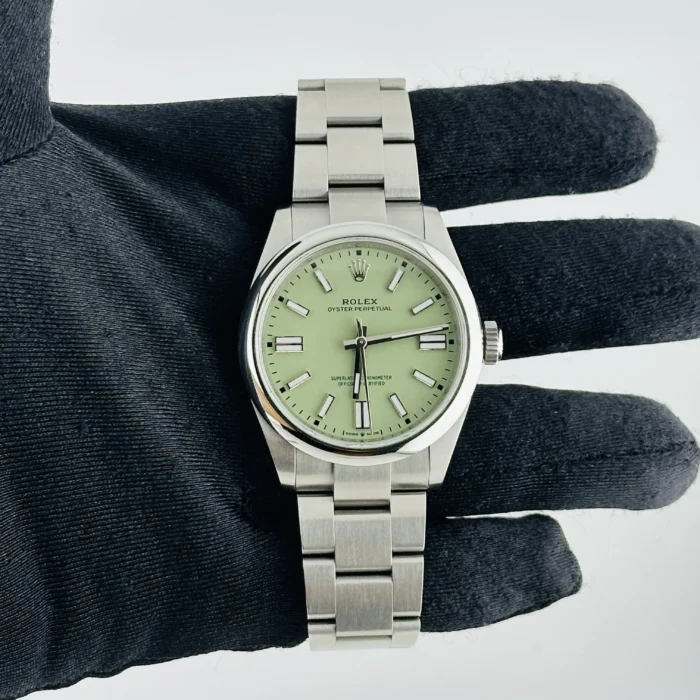 Rolex Oyster Perpetual Pistachio Dial on Oyster Bracelet Ref. 134300 with New Style Card (green) 2025 - Image 2