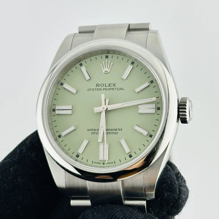 Rolex Oyster Perpetual Pistachio Dial on Oyster Bracelet Ref. 134300 with New Style Card (green) 2025 - Image 3