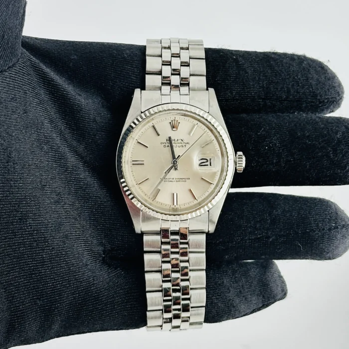 Rolex Datejust Silver Stick / Has Spots Dial on Folded Jubilee Bracelet Ref. 1601/4 - Image 2
