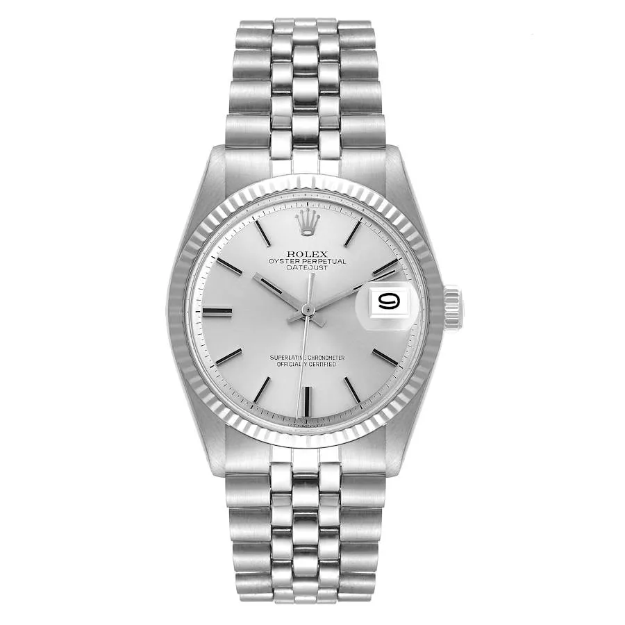 20251814_ur8q8iv1tjw3a8rge0j2n5xaysss.webp Rolex Datejust Silver Stick / Has Spots Dial on Folded Jubilee Bracelet Ref. 1601/4 - Image 1