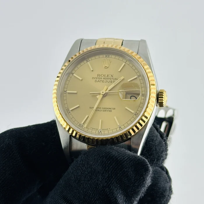 Rolex Datejust Champagne Stick Dial on D-Link Jubilee Bracelet Ref. 16233 - Image 3