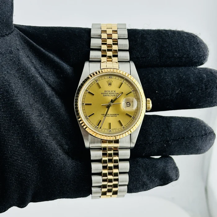 Rolex Datejust Champagne Stick Dial on D-Link Jubilee Bracelet Ref. 16233 - Image 2