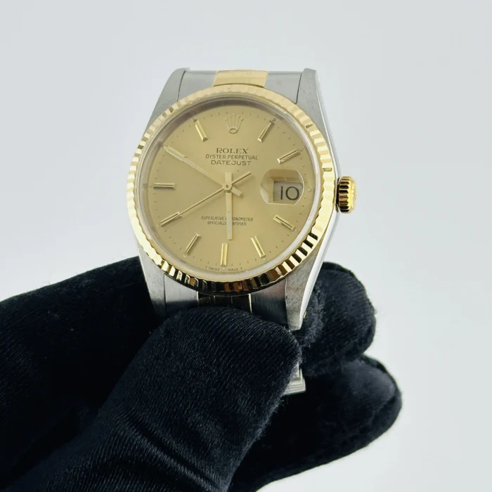Rolex Datejust Champagne Stick Dial on D-Link Jubilee Ref. 16233 - Image 2