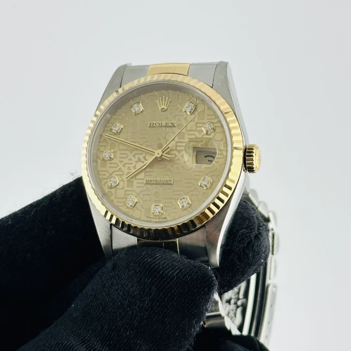 Rolex Datejust Champagne Anniversary Diamond Dial Dial on D-Link Jubilee Bracelet Ref. 16233G - Image 3