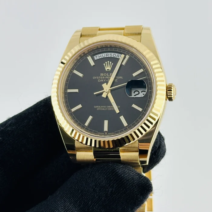 Rolex Day-Date Black Index Dial on President Ref. 228238 with New Style Card (green) 2026 - Image 3