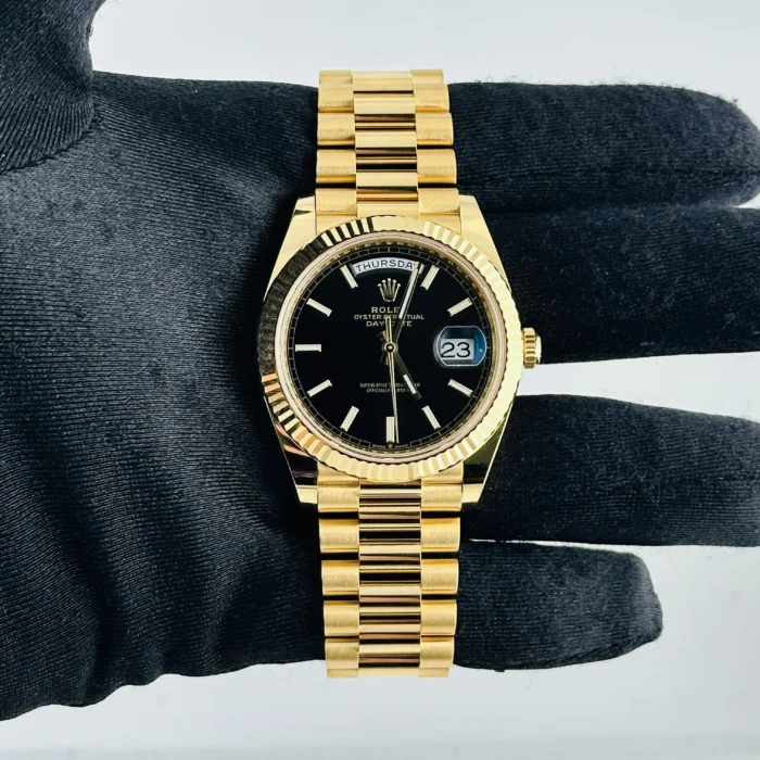 Rolex Day-Date Black Index Dial on President Ref. 228238 with New Style Card (green) 2026 - Image 2