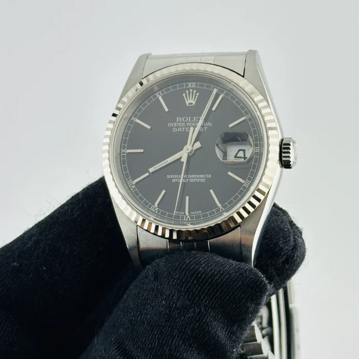 Rolex Datejust Black Dial on D-Link Jubilee Bracelet Ref. 16234 - Image 3