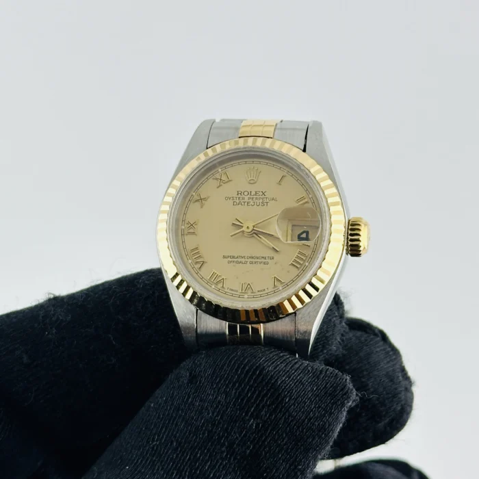 Rolex Datejust Lady Champagne Roman Stick Dial on D-Link Jubilee Ref. 69173 - Image 3
