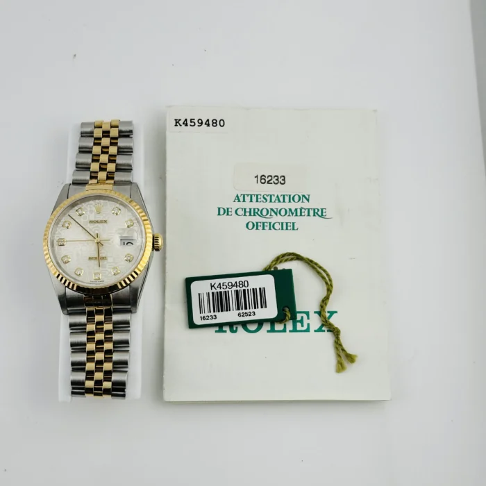 Rolex Datejust Anniversary Factory Diamond Dial Dial on D-Link Jubilee Ref. 16233 with Papers 2002 - Image 7