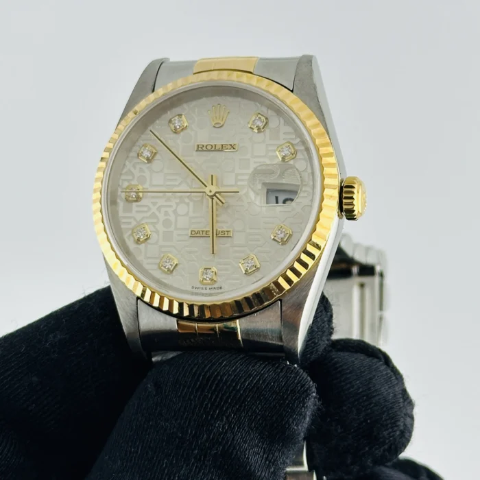 Rolex Datejust Anniversary Factory Diamond Dial Dial on D-Link Jubilee Ref. 16233 with Papers 2002 - Image 3