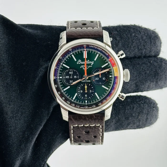 Breitling Top Time Green Dial on Leather Strap Ref. AB01762A1L1X1 with Card 2025 - Image 2