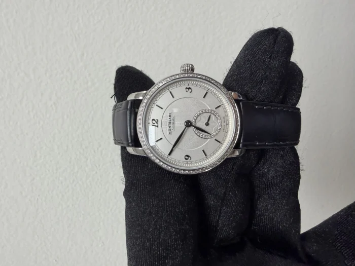 Montblanc Star Legacy Silver With Factory Diamonds Dial on Grey Leather Ref. 118534 with Card - Image 2