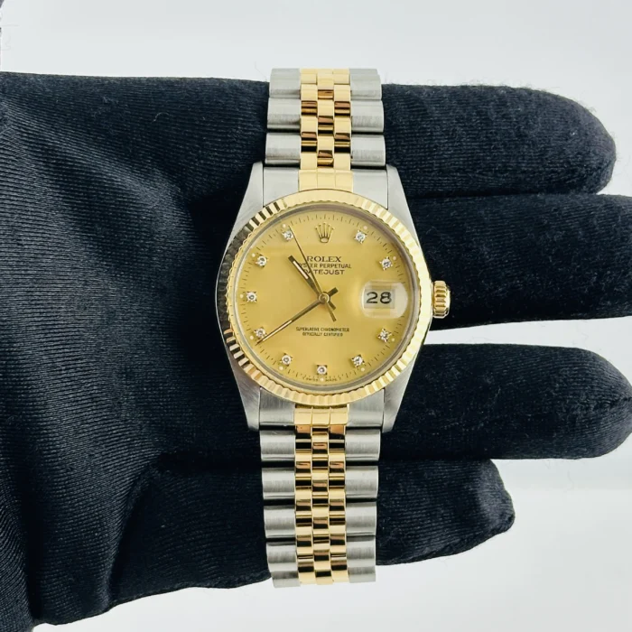 Rolex Datejust Champagne Diamond Factory Dial on D-Link Jubilee Ref. 16013G - Image 2