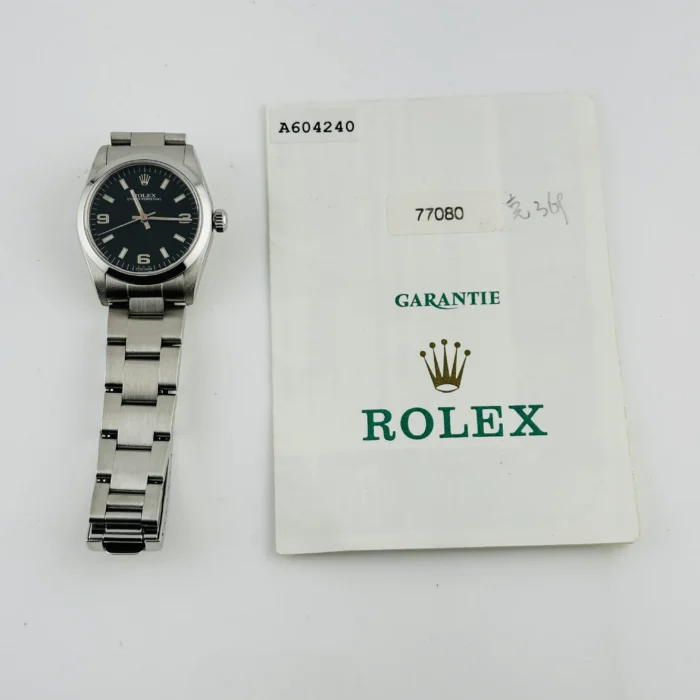 Rolex Oyster Perpetual Black Dial on Oyster Ref. 77080 with Papers 2000 - Image 7