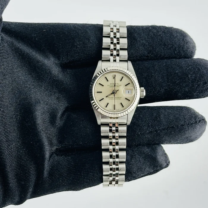 Rolex Datejust Lady Silver Stick Dial on D-Link Jubilee Ref. 69174 with Papers 1992 - Image 2