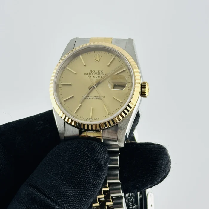 Rolex Datejust Champagne Stick Dial on D-Link Jubilee Ref. 16233 - Image 3