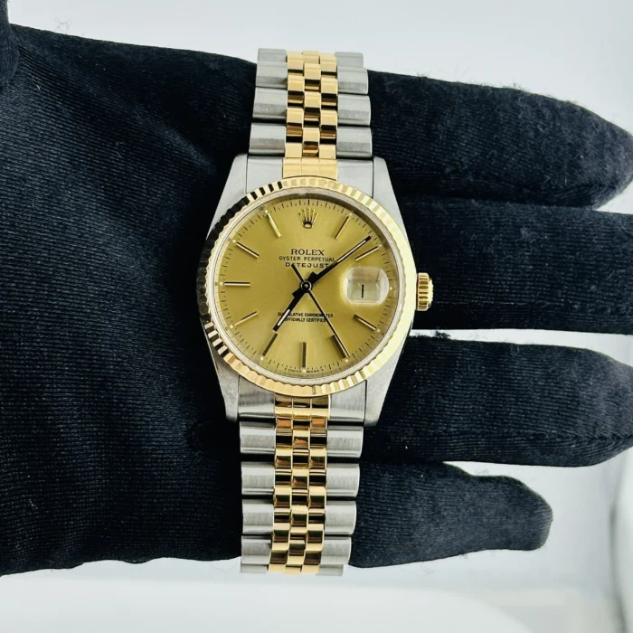 Rolex Datejust Champagne Stick Dial on D-Link Jubilee Ref. 16233 - Image 2