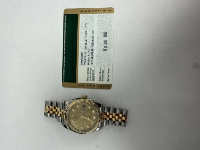 Rolex Datejust Gold Anniversary Diamond Dial Dial on D-Link Jubilee Ref. 116233 with Card (Old Green) 2012 - Image 6