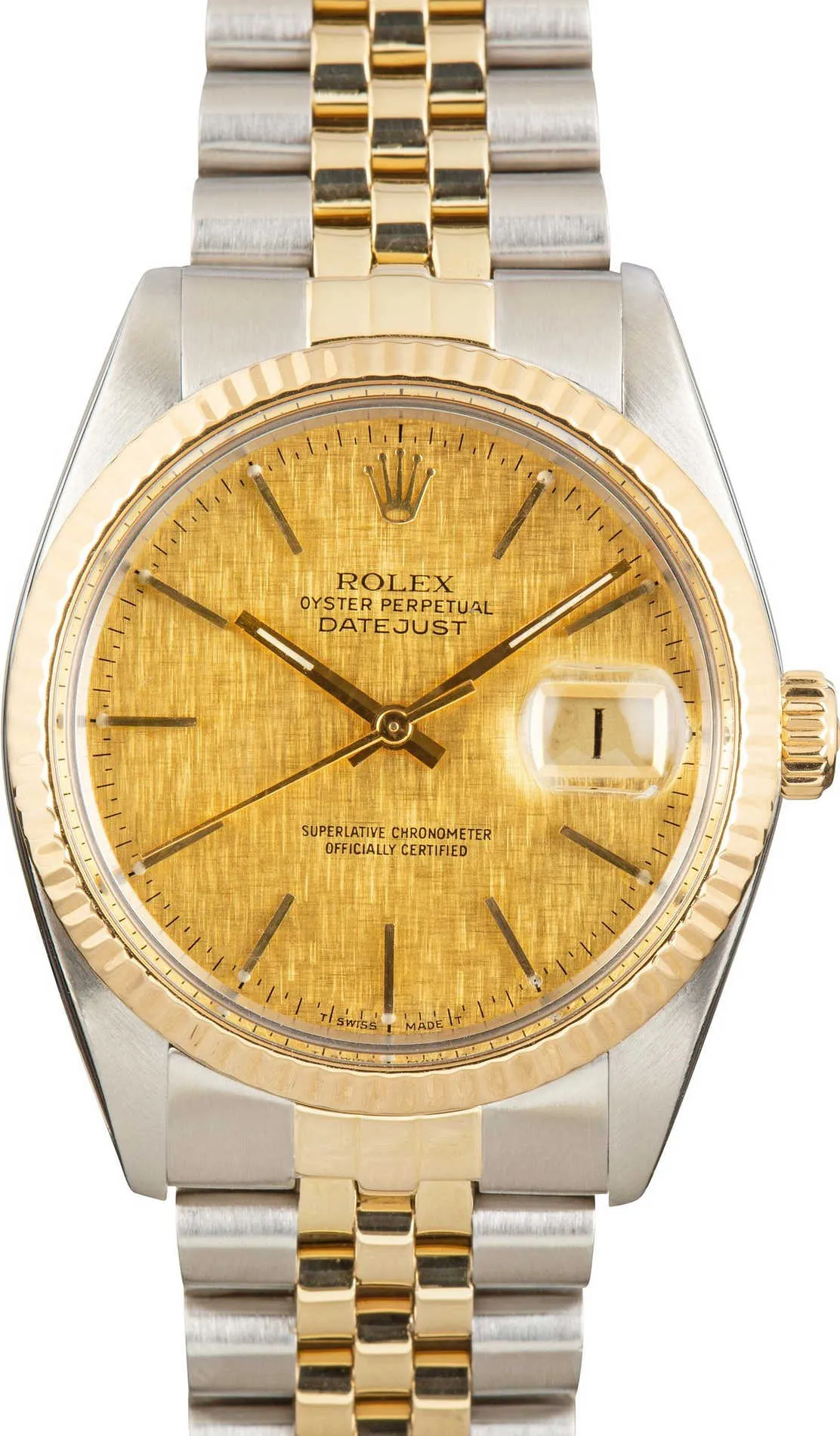 20251871_jsogrmxwsdwea7jfhj9rtu9xp6zp.webp Rolex Datejust Champagne Linen Dial on D-Link Jubilee Ref. 16013 - Image 1