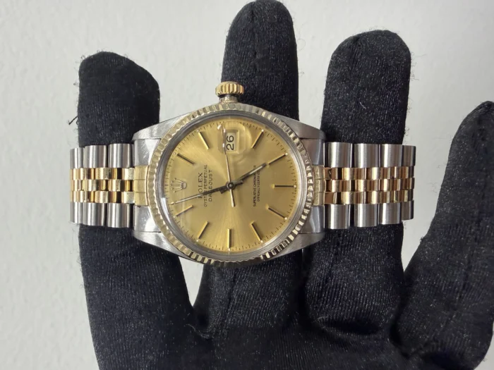 Rolex Datejust Champagne Stick Dial on D-Link Jubilee Ref. 16013 - Image 2