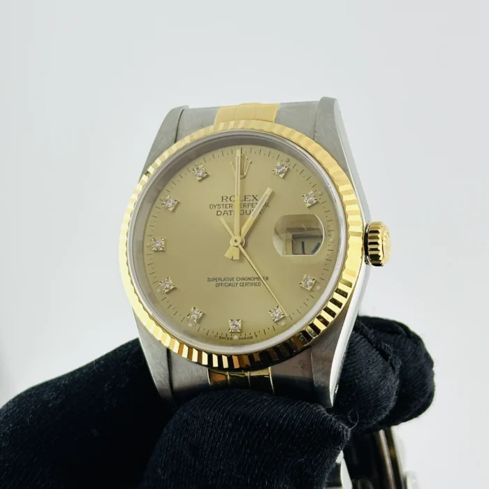 Rolex Datejust Champagne Diamond Factory Dial on D-Link Jubilee Ref. 16233 - Image 3